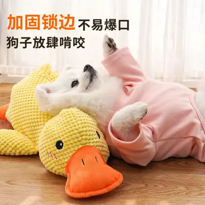 Plush Dog Toy, Yellow Duck, Bite-Resistant, Squeaky, for Golden Retriever and Corgi - 4
