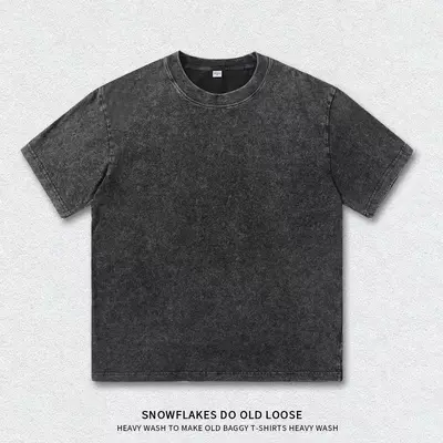Men's Washed Cotton Short-Sleeve T-Shirt, Loose Drop-Shoulder Fit