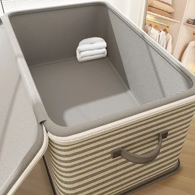 Clothing storage box foldable large capacity with lid - 1