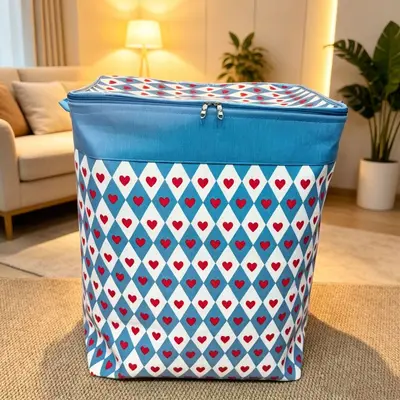 (In Stock, Fast Shipping) Household Zippered Storage Box with Steel Ring and Lid, Moisture-Proof Organizer Bag, Foldable Moving Container - 9