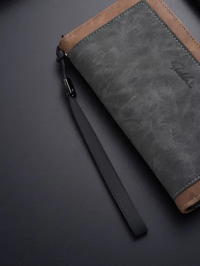 Men's Long Wallet, Large Capacity, Zipper Clutch with Phone Pocket - 5