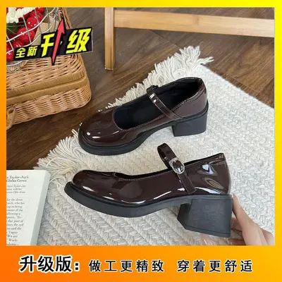 Women's Round-Toe Chunky Heel Mary Jane Shoes, Retro Style - 7