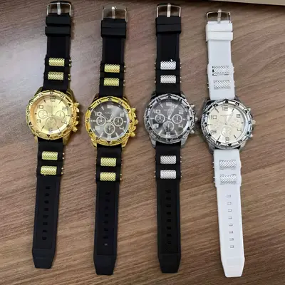 Men's quartz watch, silicone band, casual style