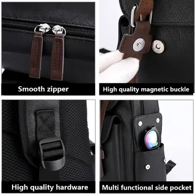 Grenzüberschreitender Retro-Rucksack für Damen und Herren, schlichter weicher PU-Laptop-Rucksack, neuer Trend großer Reiserucksack mit hohem Fassungsvermögen