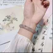 Xinjiang Vintage Imitation Jade Round Bar Bracelet Ancient Style Lotus Powder Color Beauty Bar Bracelet Girl TikTok Same Style Hand Ornament - 13