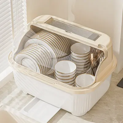 Kitchen storage box large capacity with draining rack - 2