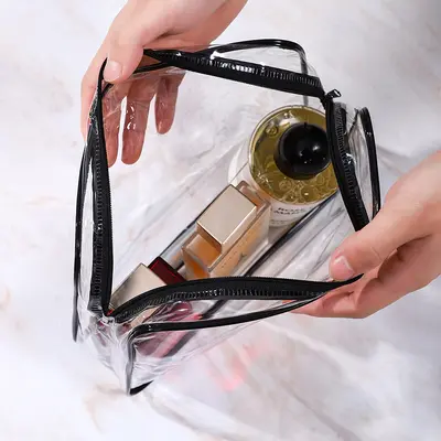 PVC Transparente Kosmetiktasche Großvolumen Reise tragbar Outdoor transparente Toilettentasche Kosmetiktasche Lagerbestand Großhandel