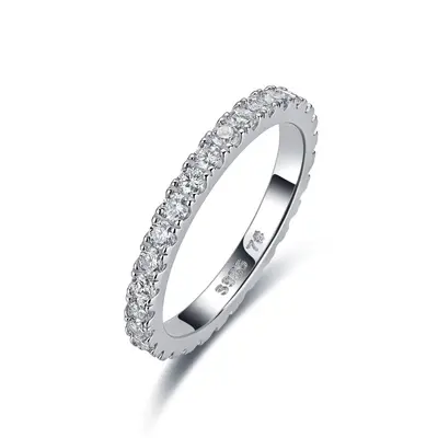 S925 gümüş moissanite yüzük, tam taş döşeme - 6