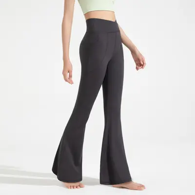 Antibacterial Women's Flared Yoga Pants, High-Waist Hip-Lifting - 9