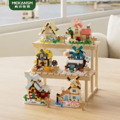 Kompatible Süßigkeitenstände-Speisewagenstraßenszenen-kreative Dekorationsfiguren, Kinder-Baustein-Spielzeug, Neujahrsgeschenke - 9