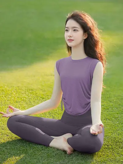 Kadın yoga üstü, kolsuz, rahat kesim, professional fitness, vücut şekillendiren - 7