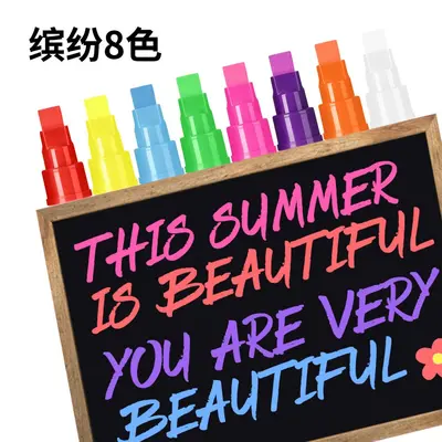 8-Colour Liquid Chalk Markers, 10 mm, Erasable, for LED Writing Boards and Glass