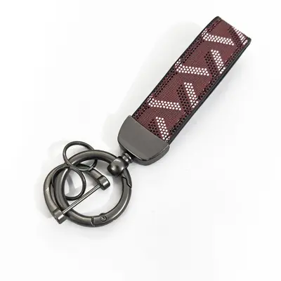 Personalized Leather Keychain, Plaid Pattern, Creative Pendant - 13