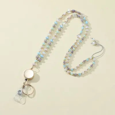 Neues grenzüberschreitendes Bestseller-Lanyard mit bunten Kristallperlen, Schlüsselband für Ausweishalter und ID-Badges, dehnbare Halskette LANYARD