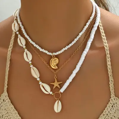 Personalized Soft Clay Pendant Necklace, Coconut Tree, Starfish and Flower Design - 12