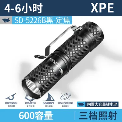 Smile Shark Aluminum Alloy Mini Flashlight, Telescopic Focus, Pen Clip - 8