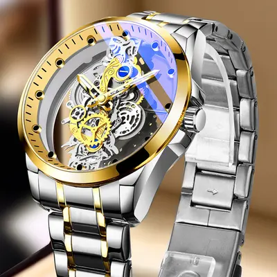 Doppelseitige transparente hohle vollautomatische Herrenuhr, wasserdichte leuchtende Quarzuhr, Douyin neue grenzüberschreitende - 7