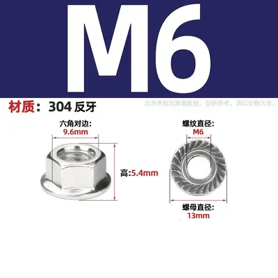 Flanschmutter aus Edelstahl 304, DIN 6923, M3-M12 - 9