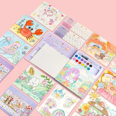 Sınır ötesi özel çocuk suluboya guaj grafiti yapışkan notlar boyama DIY boya suluboya boyama boyama seti. - 3
