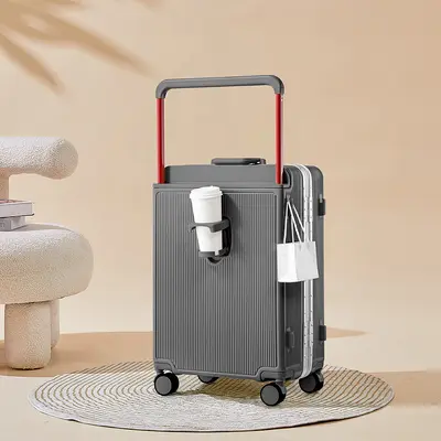 Wide Trolley Suitcase 24 Inch Silent Wheels Aluminum Frame Boarding Case - 11