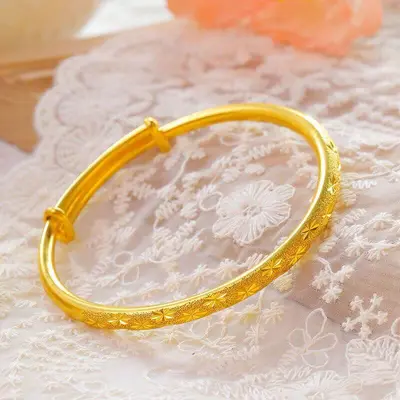 Thin sliding star pattern bracelet, solid gold-colored