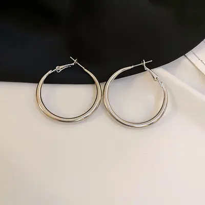 Silbernadel-Kreisohrring, minimalistisches Design - 13