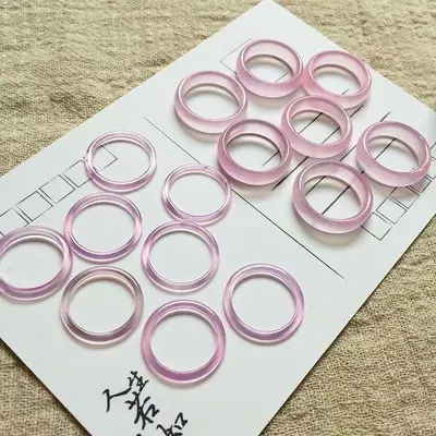 Akik yüzük, ince tasarım, yağlı yeşil/beyaz/pembe - 9