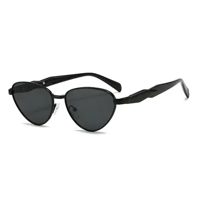 Triangle Cat-Eye Sunglasses, Metal Frame, UV Protection, Korean Style - 6