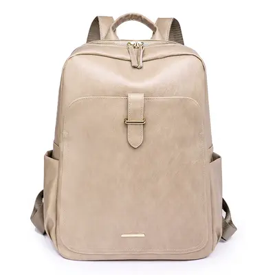 Women's Backpack, Soft PU Leather, Solid Color, Large Capacity - 9