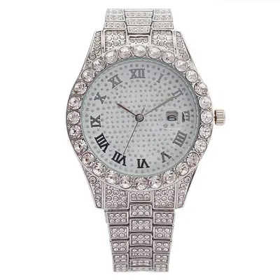 Herren-Quarzuhr mit quadratischem Zifferblatt und Strass