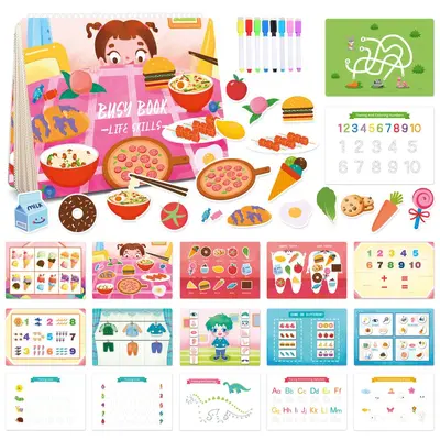 Dinosaurier-Thema Busy Book Kinder Vorschule Lernspielzeug Ruhebuch Früherziehung - 10