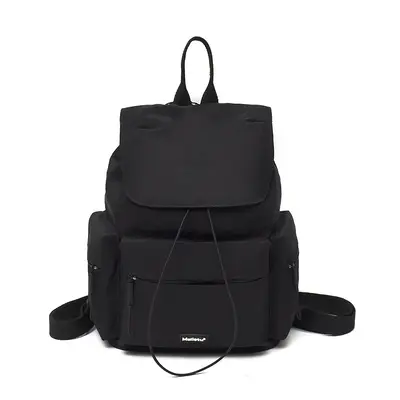 Retro Nylon Women's Drawstring Backpack, Solid Color - 9