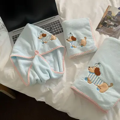 Coral fleece towel set, four pieces
