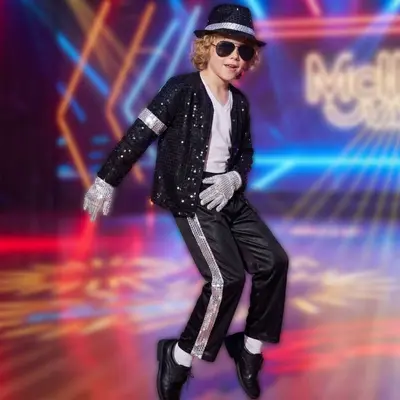 Children's Michael Jackson Costume Set, Sequined, for Tap Dance and Cosplay