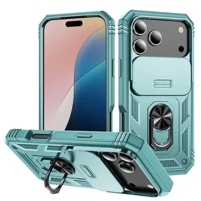 适用iPhone17Pro军事推窗三合一手机壳苹果16指环车载磁吸防摔保 - 12