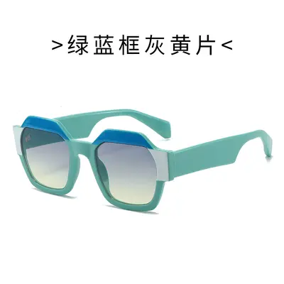 Trendige polygonale Damen-Sonnenbrille im Colorblock-Design - 11