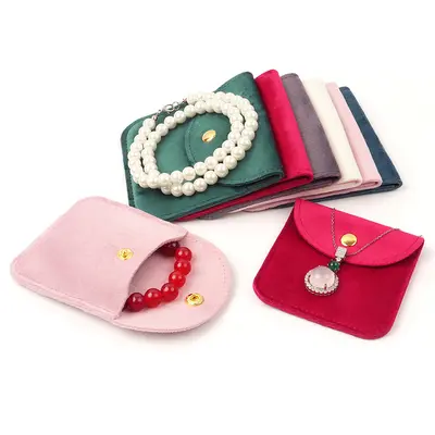 Velvet Snap Jewelry Bag Premium Pearl Jewelry Storage Bag Ring Necklace Pendant Small Ornament Packaging Bag Wholesale