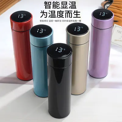 316 stainless steel thermos cup with smart temperature indicator, straight-edge cup, elegant business gift cup, custom logo water bottle - 3