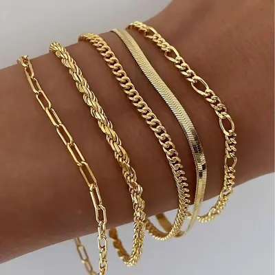 Bohemian Minimalist Metal Chain Bracelet Women's Jewelry Set 6 Pieces