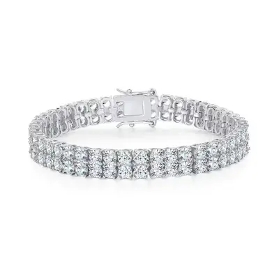 Zirkonstein-Armband, Tennisdesign, Doppelreihe