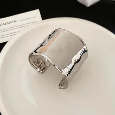 Metal geometric open bangle, gold tone - 13