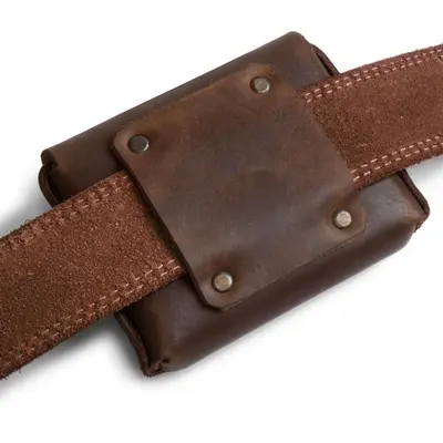 Herren-Gürteltasche, querformatig, retro, Fächer für Karten und Scheine - 4