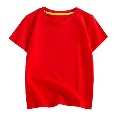 Rotes Sommer-Eltern-Kind-Kurzarm-T-Shirt-Set für drei Personen, Größen 90-XXL