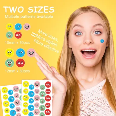 Cross-border ELAIMEI colorful star fun and cute expression pimple patch, hydrocolloid pimple patch for covering pimples and eliminating pimples