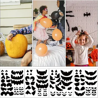 Halloween Pumpkin Face Decoration Stickers, Self-Adhesive