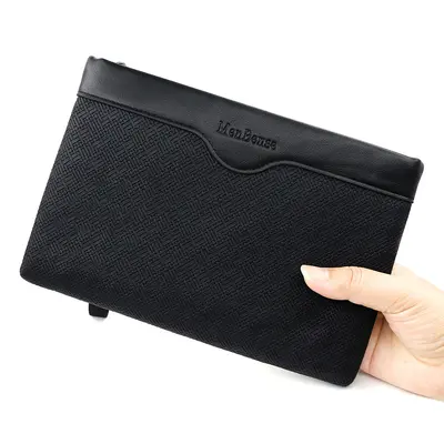 Men's Clutch Bag, Large Capacity, Korean Style Woven Pattern Business Bag - 3
