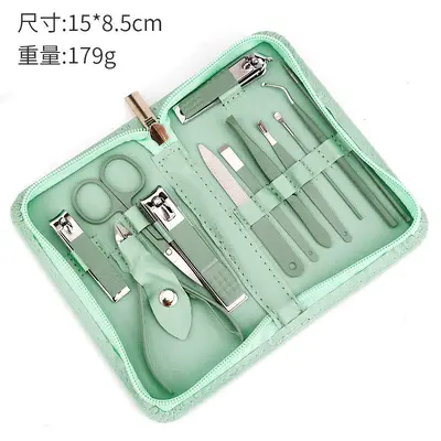 Matcha Green Nail Clipper Complete Set with Nail Care Tools - 10
