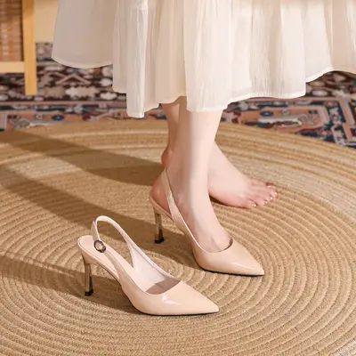 Pointed-Toe Stiletto High Heels, Patent Leather, Plus Size
