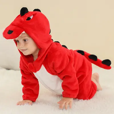 Flannel Dinosaur Crawl Suit for Babies and Toddlers