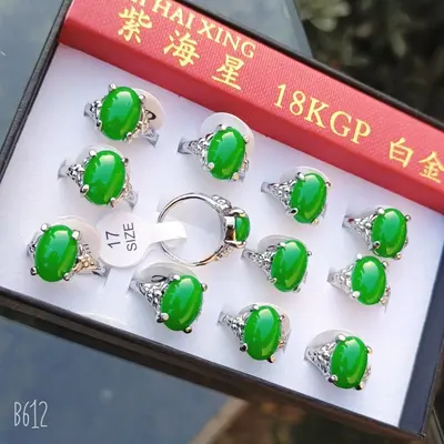 Platinierter Ring mit farbigem Edelstein, nicht verblassend, leichter Luxus - 12